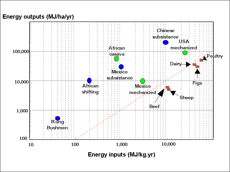 Input/output ratios for various farms